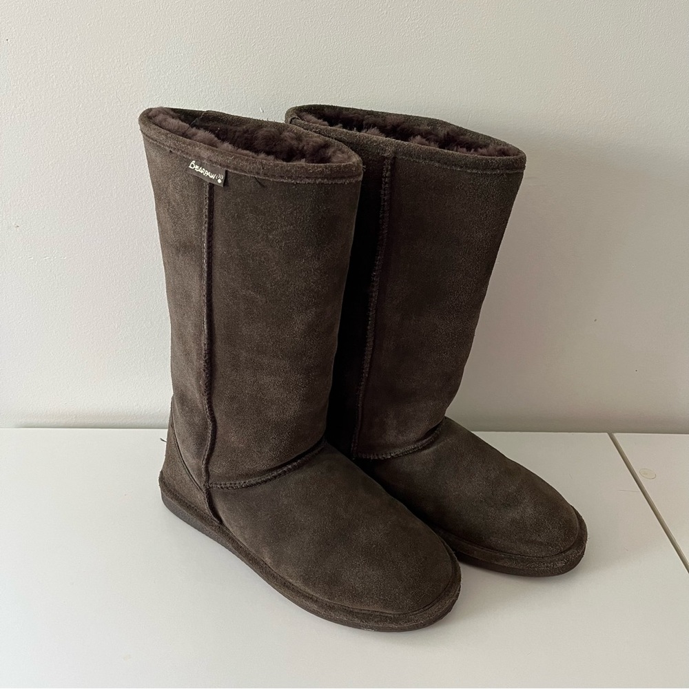 BearPaw Eva Tall Chocolate Brown Suede Boots sz 10